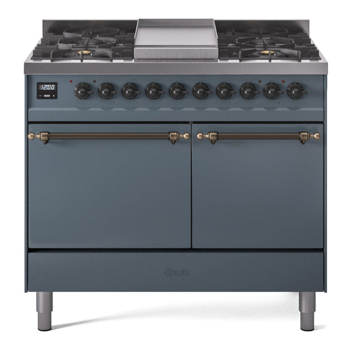 ILVE Nostalgie II 40" Dual Fuel Range with 6 Sealed Burners + Griddle Solid Door - UPD40FQNMP