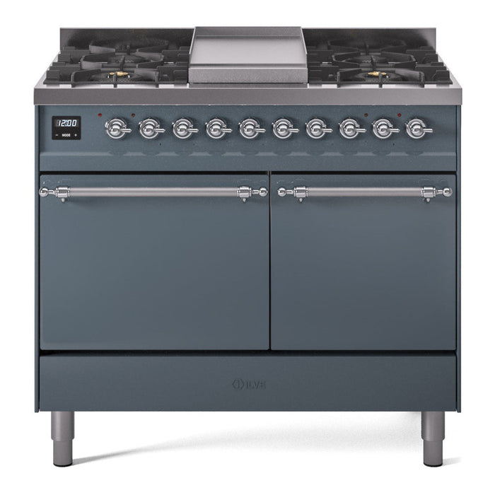 ILVE Nostalgie II 40" Dual Fuel Range with 6 Sealed Burners + Griddle Solid Door - UPD40FQNMP