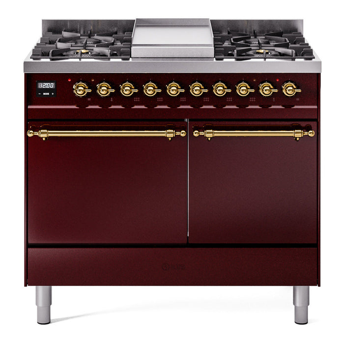 ILVE Nostalgie II 40" Dual Fuel Range with 6 Sealed Burners + Griddle Solid Door - UPD40FQNMP