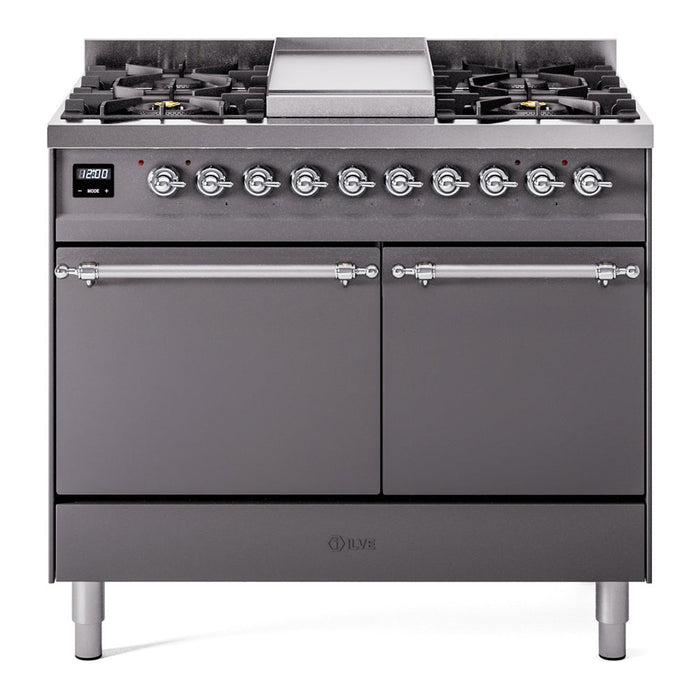 ILVE Nostalgie II 40" Dual Fuel Range with 6 Sealed Burners + Griddle Solid Door - UPD40FQNMP