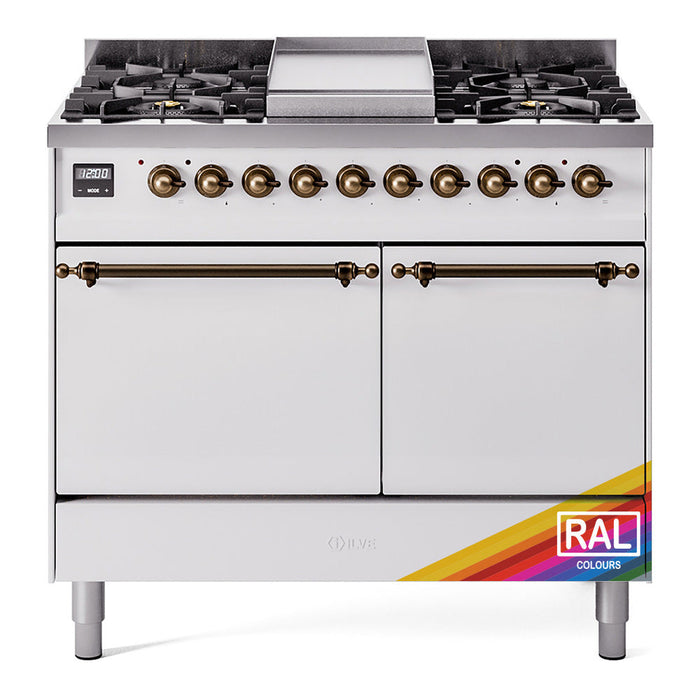 ILVE Nostalgie II 40" Dual Fuel Range with 6 Sealed Burners + Griddle Solid Door - UPD40FQNMP