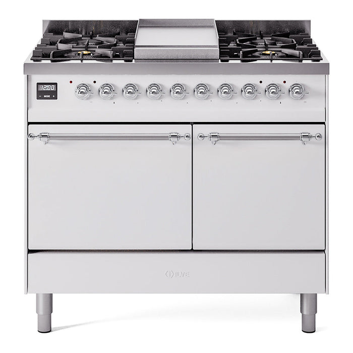 ILVE Nostalgie II 40" Dual Fuel Range with 6 Sealed Burners + Griddle Solid Door - UPD40FQNMP