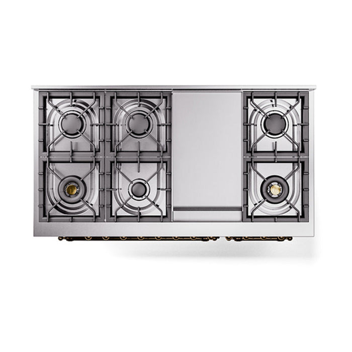 ILVE Nostalgie II 48" Dual Fuel Range with 8 Sealed Burners + Griddle Solid Door - UP48FQNMP