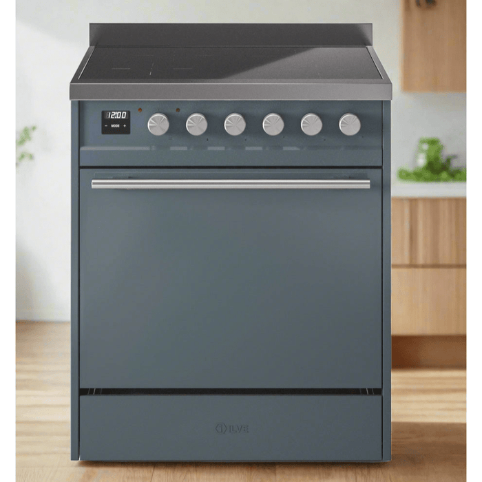 ILVE Professional Plus II 30" Electric Range with 4 Induction Elements Solid Door with Stainless Steel knobs - UPI304QMP