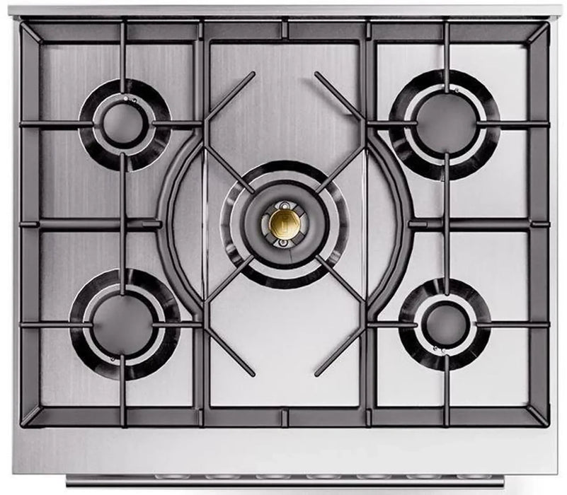 ILVE 30" Professional Plus II Dual Fuel Range with 5 Sealed Burners, Triple Glass Door - UP30WMP