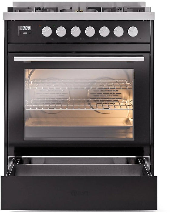 ILVE 30" Professional Plus II Dual Fuel Range with 5 Sealed Burners, Triple Glass Door - UP30WMP