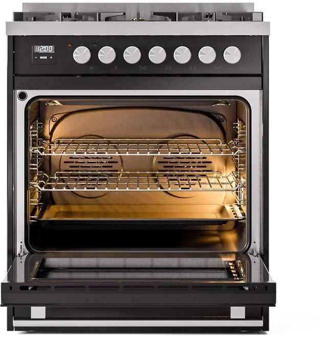 ILVE 30" Professional Plus II Dual Fuel Range with 5 Sealed Burners, Triple Glass Door - UP30WMP