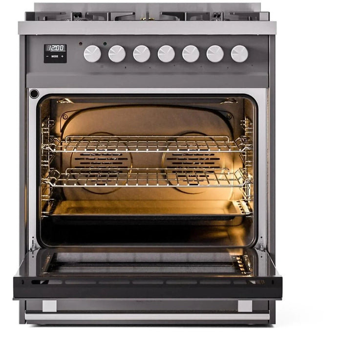 ILVE 30" Professional Plus II Dual Fuel Range with 5 Sealed Burners, Triple Glass Door - UP30WMP