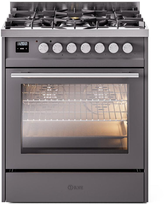 ILVE 30" Professional Plus II Dual Fuel Range with 5 Sealed Burners, Triple Glass Door - UP30WMP