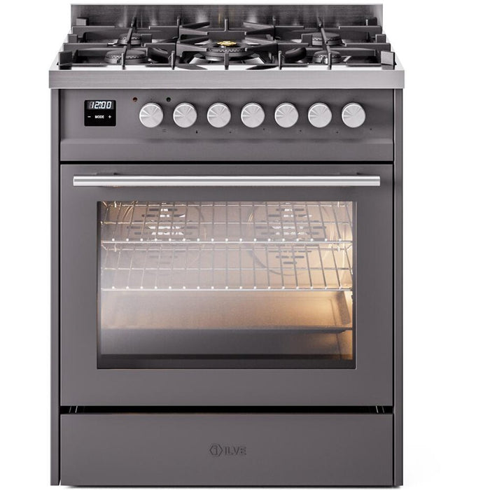 ILVE 30" Professional Plus II Dual Fuel Range with 5 Sealed Burners, Triple Glass Door - UP30WMP