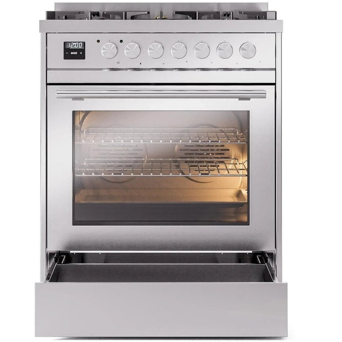 ILVE 30" Professional Plus II Dual Fuel Range with 5 Sealed Burners, Triple Glass Door - UP30WMP