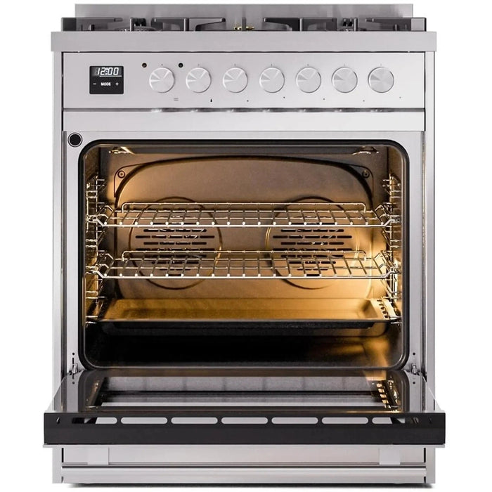 ILVE 30" Professional Plus II Dual Fuel Range with 5 Sealed Burners, Triple Glass Door - UP30WMP