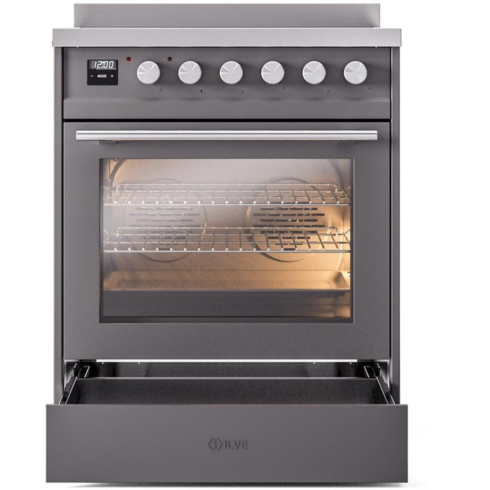 ILVE 30" Professional Plus II Induction Range with 4 Elements, Triple Glass Door - UPI304WMP