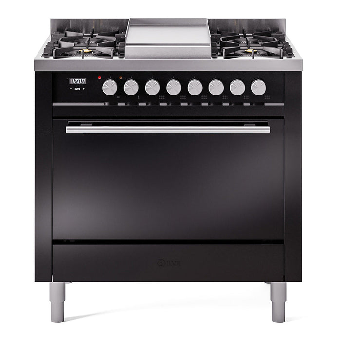 ILVE Professional Plus II 36" Dual Fuel Range 6 Sealed Burners with Solid Door - UP36FQMP