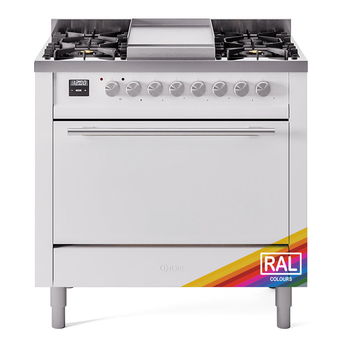 ILVE Professional Plus II 36" Dual Fuel Range 6 Sealed Burners with Solid Door - UP36FQMP