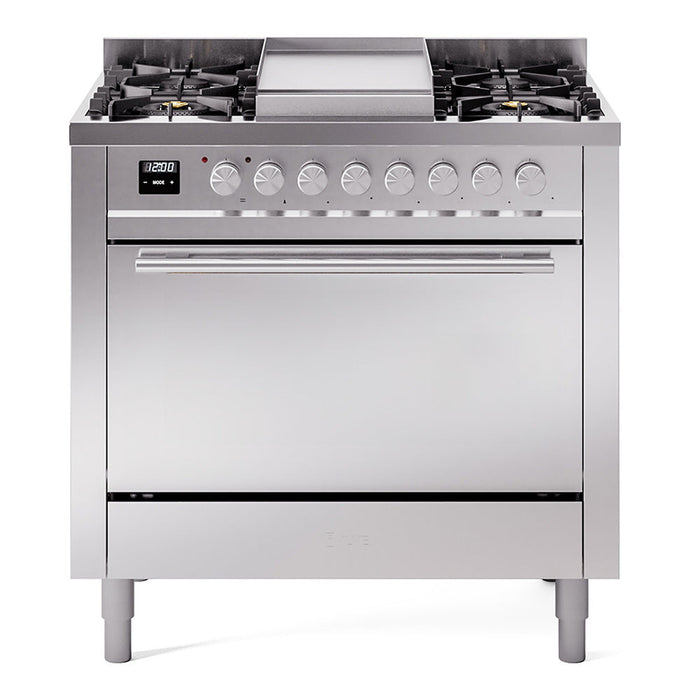 ILVE Professional Plus II 36" Dual Fuel Range 6 Sealed Burners with Solid Door - UP36FQMP