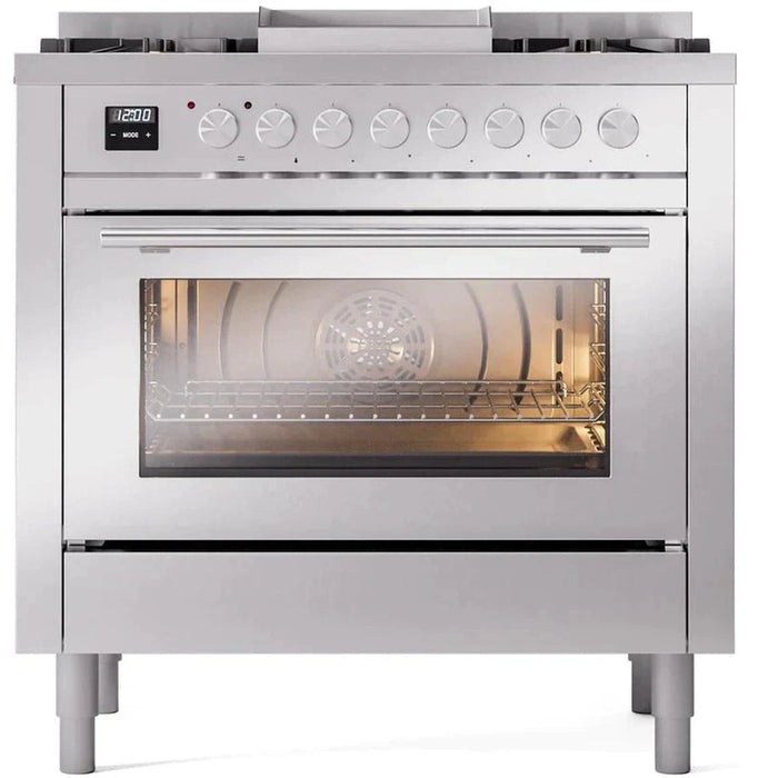 ILVE 36" Professional Plus II Dual Fuel Range with 6 Sealed Burner - UP36FWMP