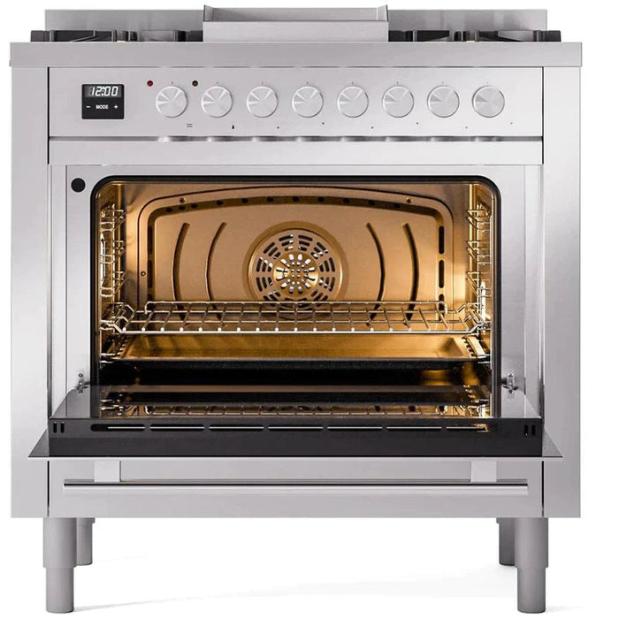 ILVE 36" Professional Plus II Dual Fuel Range with 6 Sealed Burner - UP36FWMP