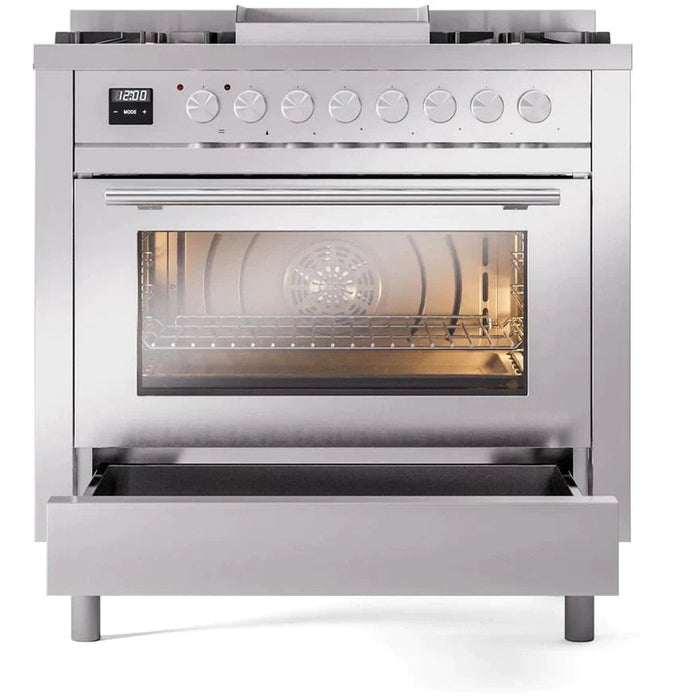 ILVE 36" Professional Plus II Dual Fuel Range with 6 Sealed Burner - UP36FWMP