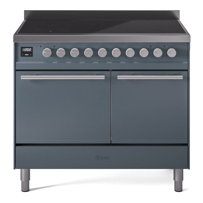 ILVE Professional Plus II 40" Electric Range with 6 Induction Elements Solid Door with Stainless Steel knobs - UPDI406QMP