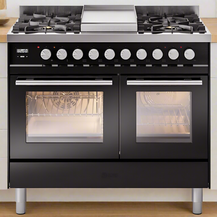 ILVE 40" Professional Plus II Dual Fuel Range with 6 Sealed Burners + Griddle, Triple Glass Door - UPD40FWMP