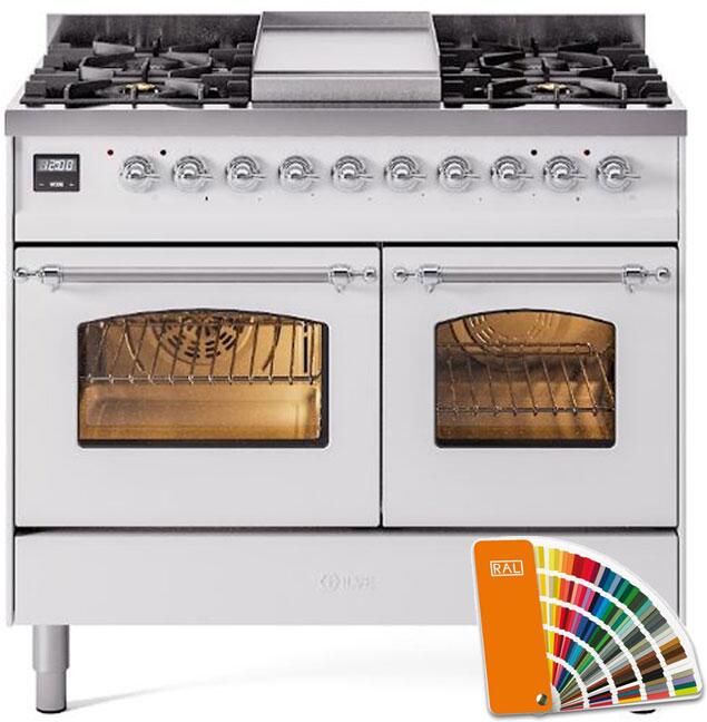 ILVE 40" Nostalgie II Dual Fuel Range with 6 Sealed Burners, Griddle, Triple Glass Door - UPD40FNMP