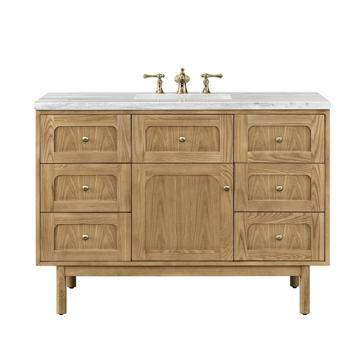 James Martin Vanities Laurent 48" Single Vanity, Light Natural Oak w/ 3 CM Arctic Fall Top