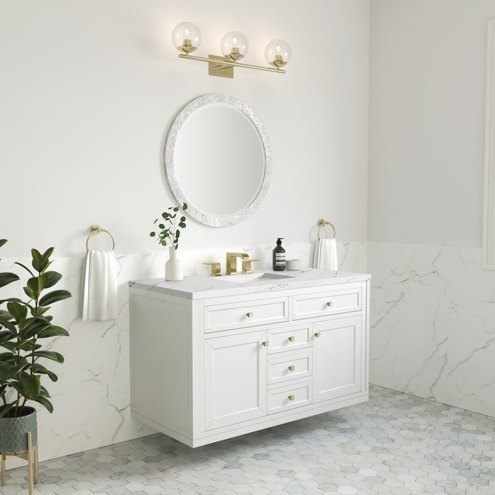 James Martin Vanities Chicago 48" Single Vanity, Glossy White w/ 3 CM Ethereal Noctis Top