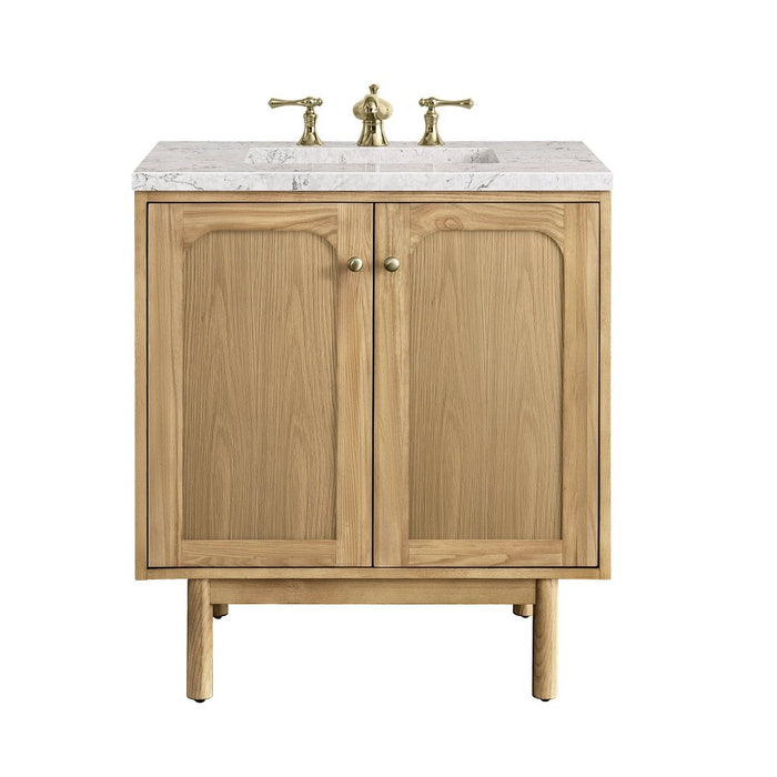 James Martin Vanities Laurent 30" Single Vanity, Light Natural Oak w/ 3 CM Eternal Jasmine Pearl Top