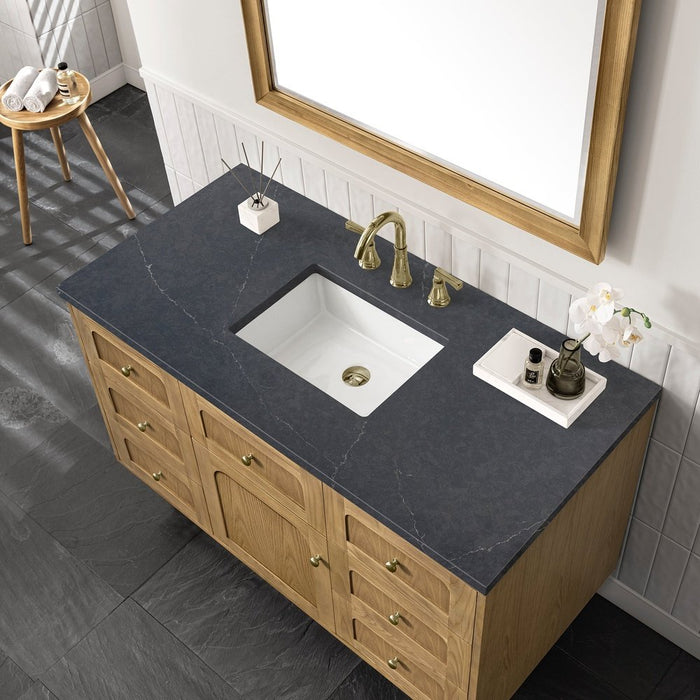 James Martin Vanities Laurent 48" Single Vanity, Light Natural Oak w/ 3 CM Charcoal Soapstone Top