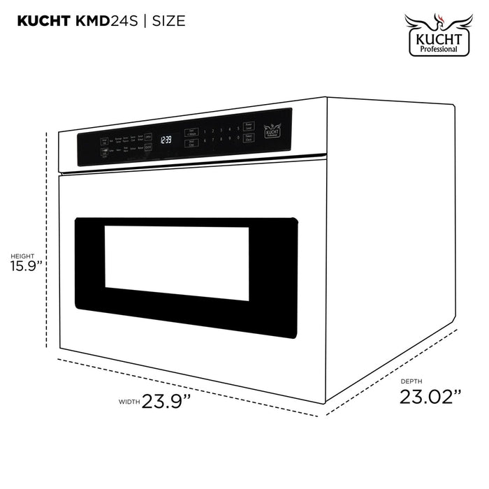 Kucht 5-Piece Appliance Package - 48-Inch Propane Gas Range with 6.7 Cu. Ft. Oven, 36-Inch Refrigerator with Water Dispenser, Dishwasher, Under Cabinet Range & Microwave Drawer in Stainless Steel