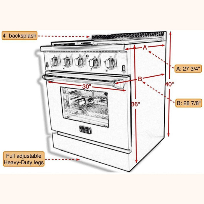 Kucht 30-Inch 4.2 Cu. Ft. Propane All Gas Range with Convection Oven in Stainless Steel (KRG3080U)