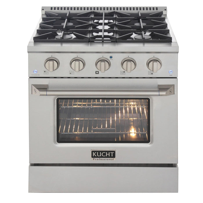Kucht 3-Piece Appliance Package - 30-Inch Natural Gas Range with 4.2 Cu. Ft. Oven, 36-Inch Refrigerator & Dishwasher in Stainless Steel