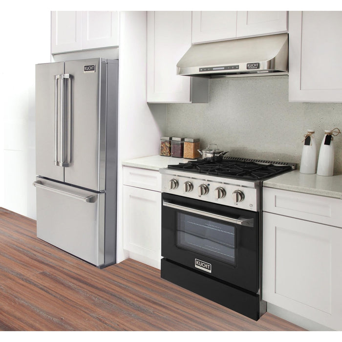 Kucht 30-Inch Propane Gas Range with Sealed Burners & 4.2 Cu. Ft. Convection Oven in Black (KNG301/LP-K)