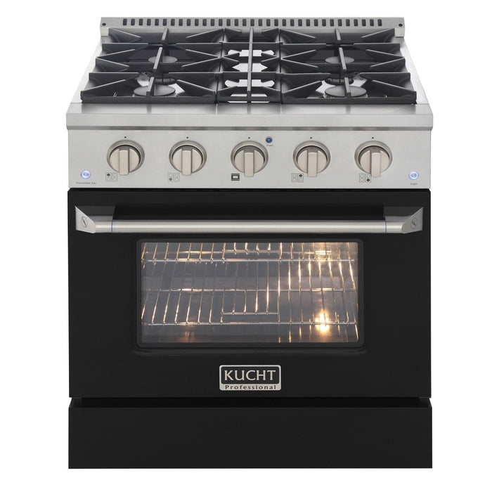 Kucht 30-Inch Propane Gas Range with Sealed Burners & 4.2 Cu. Ft. Convection Oven in Black (KNG301/LP-K)