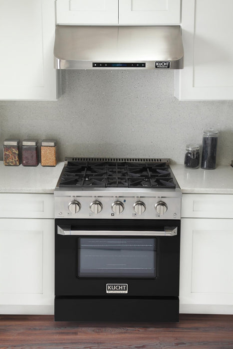 Kucht Professional 30 in. 4.2 cu. ft. Gas Range - Sealed Burners and Convection Oven in Black (KNG301-K) Ranges Kucht Natural Gas 