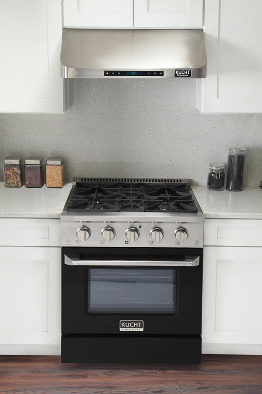 Kucht Professional 30 in. 4.2 cu. ft. Gas Range - Sealed Burners and Convection Oven in Black (KNG301-K) Ranges Kucht Natural Gas 