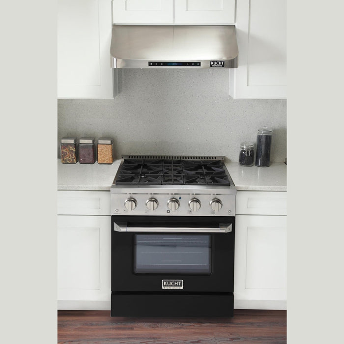 Kucht 30-Inch Propane Gas Range with Sealed Burners & 4.2 Cu. Ft. Convection Oven in Black (KNG301/LP-K)