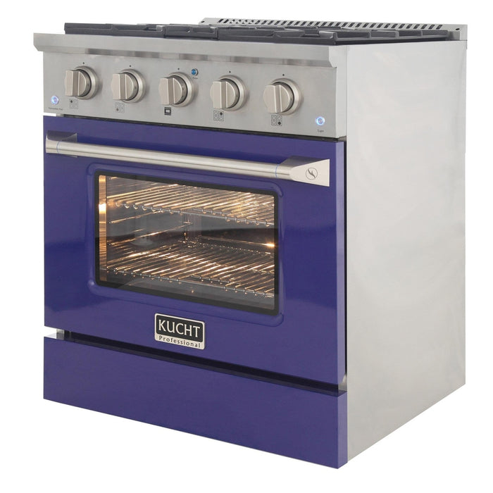 Kucht 30-Inch Propane Gas Range with Sealed Burners & 4.2 Cu. Ft. Convection Oven in Blue (KNG301/LP-B)