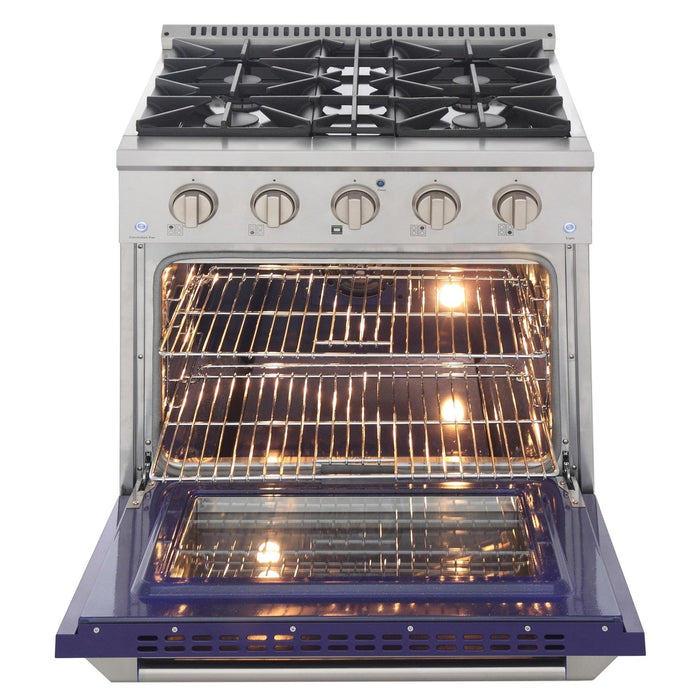 Kucht 30-Inch Propane Gas Range with Sealed Burners & 4.2 Cu. Ft. Convection Oven in Blue (KNG301/LP-B)