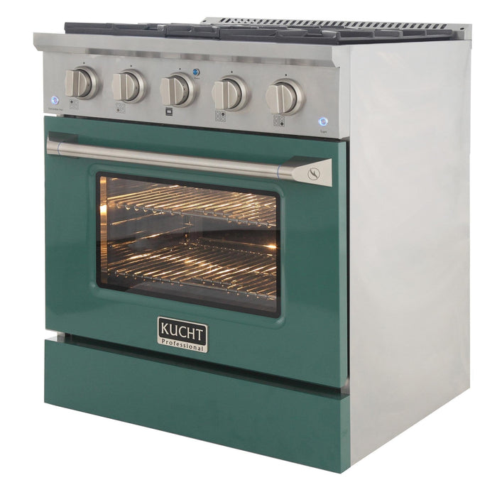 Kucht 30-Inch Propane Gas Range with Sealed Burners & 4.2 Cu. Ft. Convection Oven in Green (KNG301/LP-G)