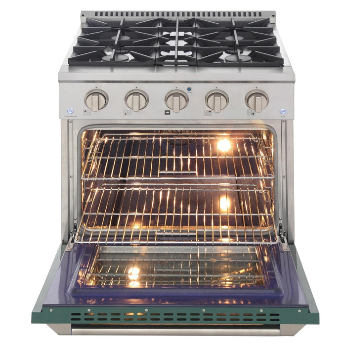 Kucht 30-Inch Propane Gas Range with Sealed Burners & 4.2 Cu. Ft. Convection Oven in Green (KNG301/LP-G)