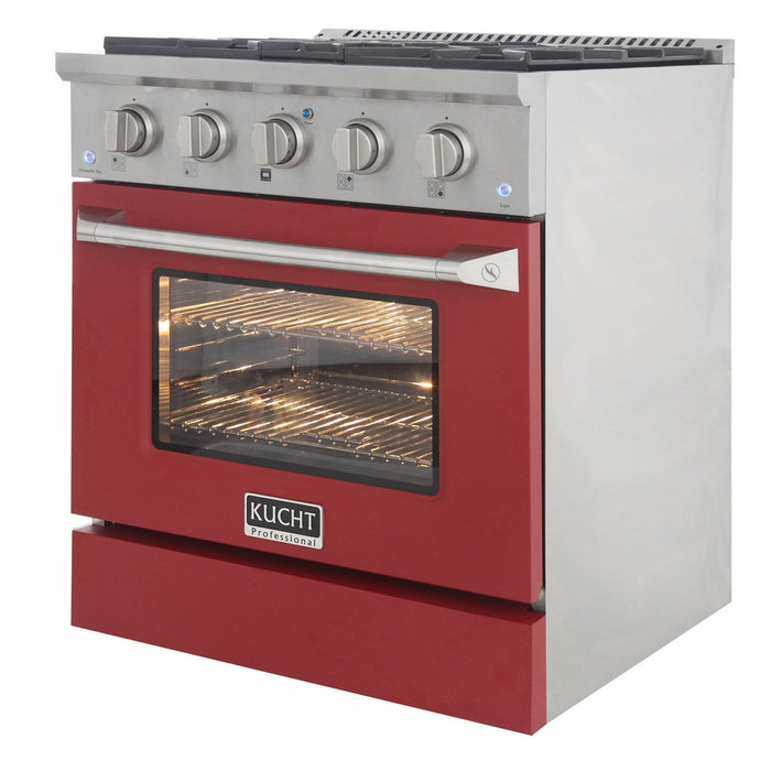 Kucht 30-Inch Propane Gas Range wkith Sealed Burners & 4.2 Cu. Ft. Convection Oven in Red (KNG301/LP-R)