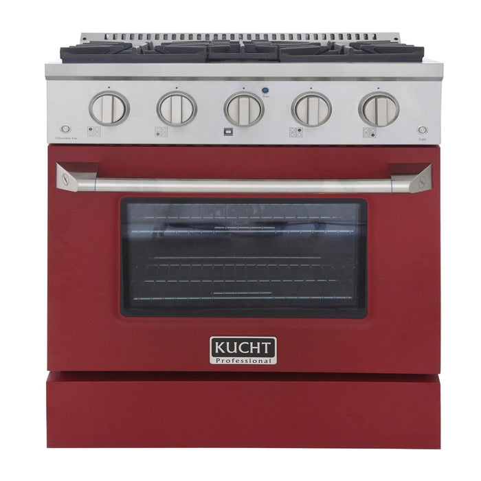 Kucht 30-Inch Propane Gas Range wkith Sealed Burners & 4.2 Cu. Ft. Convection Oven in Red (KNG301/LP-R)