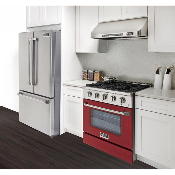 Kucht 30-Inch Propane Gas Range wkith Sealed Burners & 4.2 Cu. Ft. Convection Oven in Red (KNG301/LP-R)