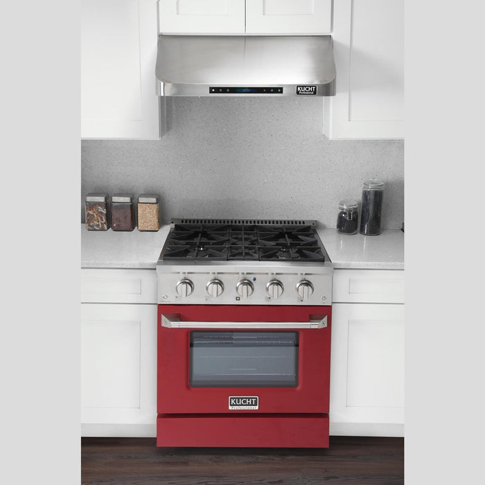 Kucht 30-Inch Propane Gas Range wkith Sealed Burners & 4.2 Cu. Ft. Convection Oven in Red (KNG301/LP-R)