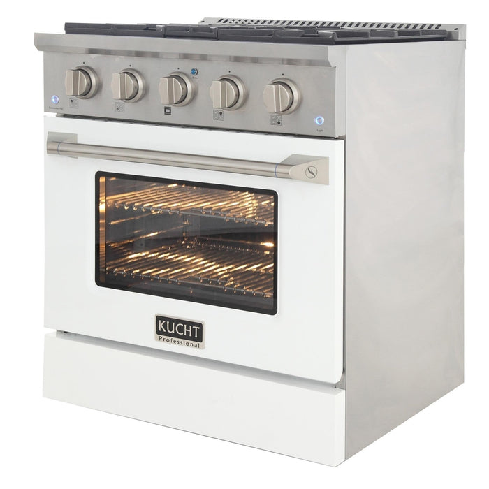 Kucht 30-Inch Propane Gas Range with Sealed Burners & 4.2 Cu. Ft. Convection Oven in White (KNG301/LP-W)