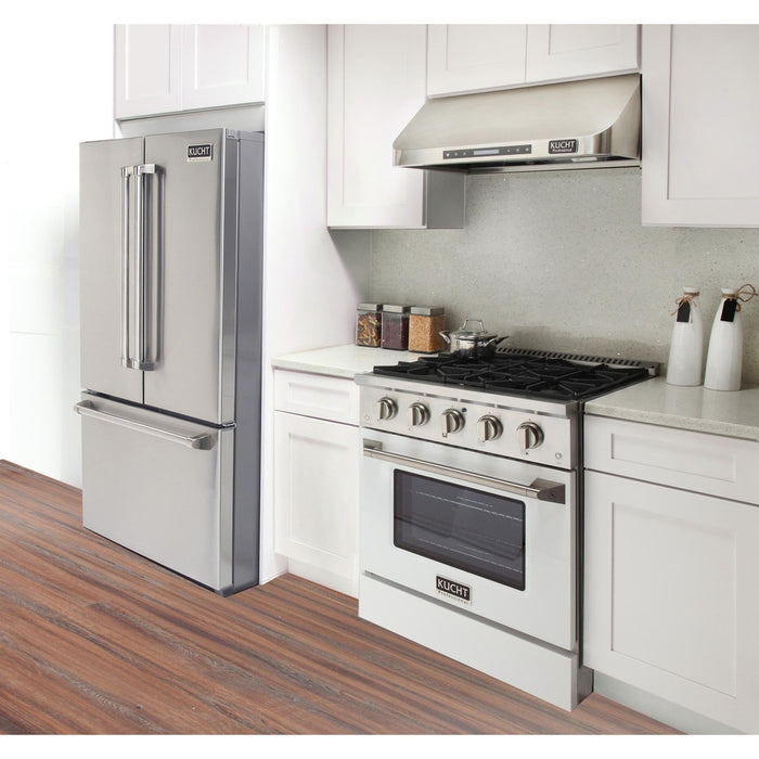 Kucht 30-Inch 4.2 Cu. Ft. Gas Range - Sealed Burners and Convection Oven in White (KNG301-W)