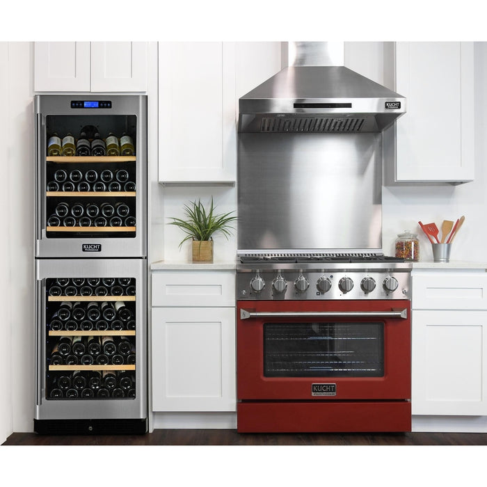 Kucht 36-Inch Propane Gas Range with Sealed Burners & 5.2 Cu. Ft. Convection Oven in Red (KNG361/LP-R)