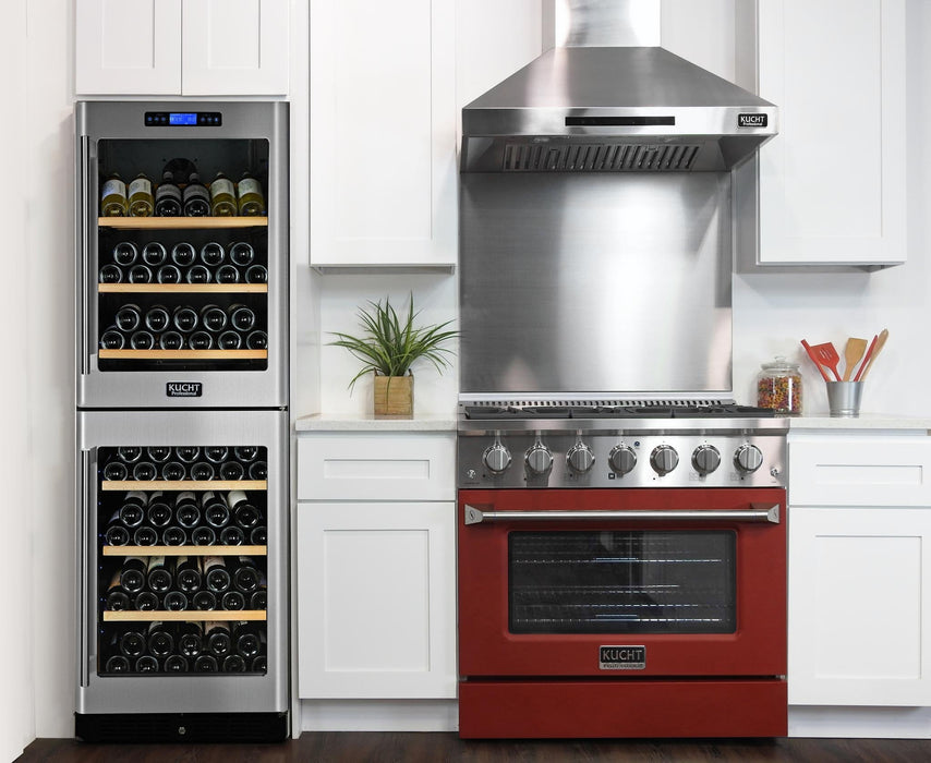 Kucht Professional 36 in. 5.2 cu. ft. Gas Range - Sealed Burners and Convection Oven in Red (KNG361-R) Ranges Kucht Natural Gas 